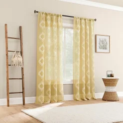 No 918 Ravenna Medallion Rod Pocket Embroidered Light-Filtering Single Curtain Panel