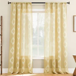 No 918 Ravenna Medallion Rod Pocket Embroidered Light-Filtering Single Curtain Panel