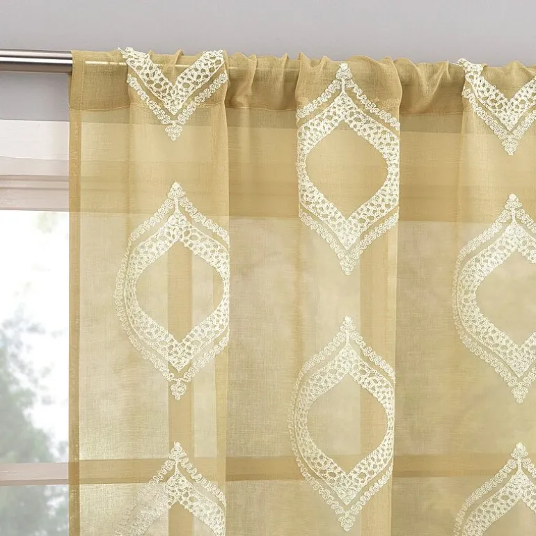 No 918 Ravenna Medallion Rod Pocket Embroidered Light-Filtering Single Curtain Panel