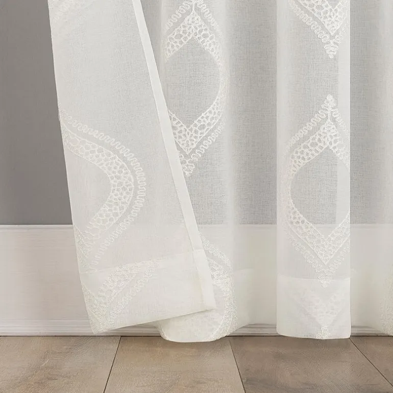 No 918 Ravenna Medallion Rod Pocket Embroidered Light-Filtering Single Curtain Panel