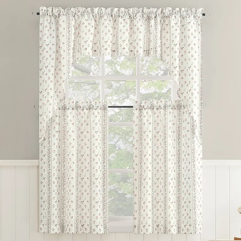 No 918 Riverwood Ditsy Floral Stripe 2-pc. Rod Pocket Window Tier