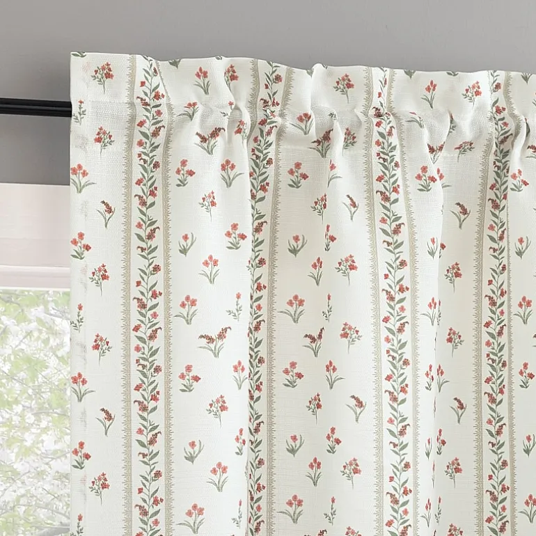 No 918 Riverwood Ditsy Floral Stripe 2-pc. Rod Pocket Window Tier