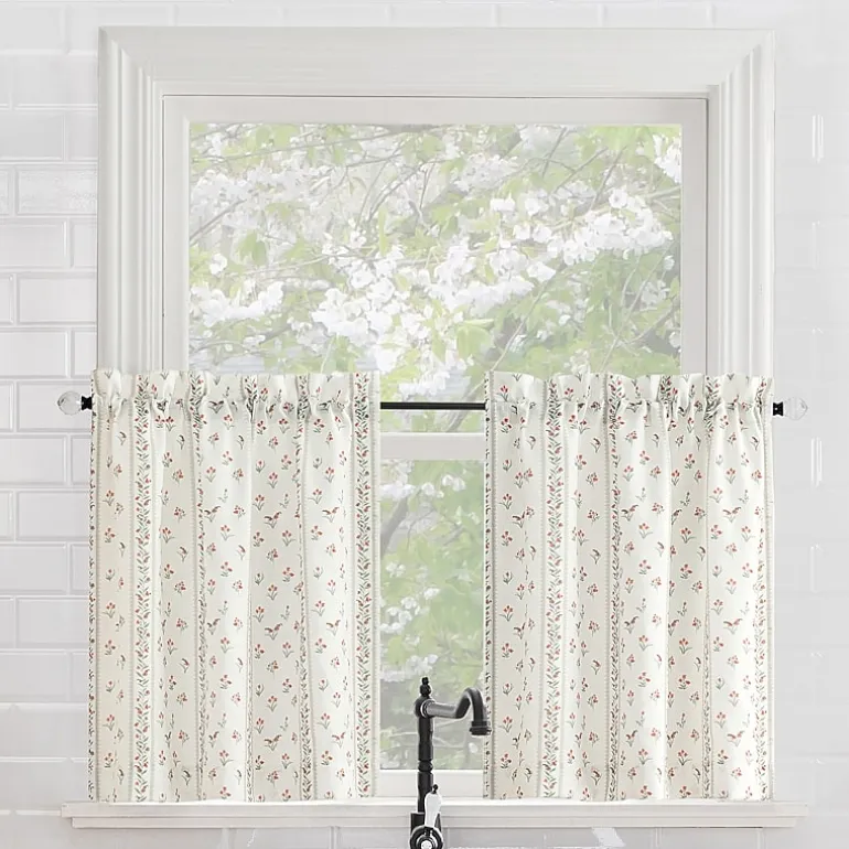 No 918 Riverwood Floral Stripe 2-pc. Rod Pocket Window Tier
