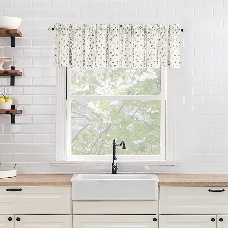 No 918 Riverwood Floral Stripe 2-pc. Rod Pocket Window Tier