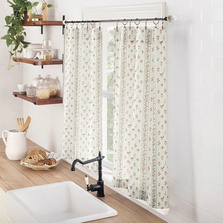 No 918 Riverwood Floral Stripe 2-pc. Rod Pocket Window Tier