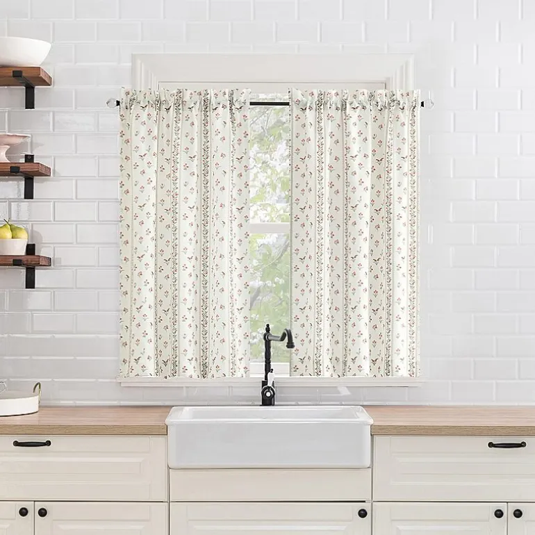 No 918 Riverwood Floral Stripe 2-pc. Rod Pocket Window Tier