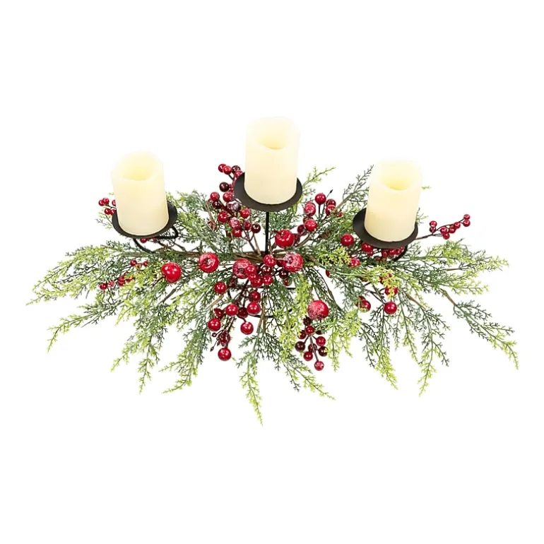 Northlight 36" Apples And Berries Triple Pillar Candle Holder