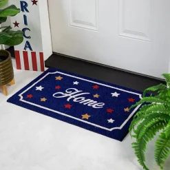 Northlight Blue Coir Americana Outdoor Indoor Rectangular Doormat