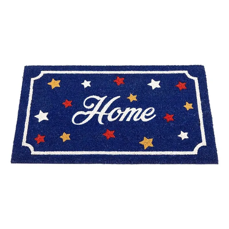 Northlight Blue Coir Americana Outdoor Indoor Rectangular Doormat
