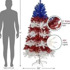 Northlight 6ft Pre-Lit Tinsel - Clear Lights 6 Foot Pre-Lit Christmas Tree