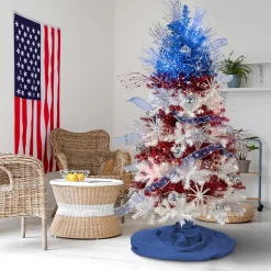 Northlight 6ft Pre-Lit Tinsel - Clear Lights 6 Foot Pre-Lit Christmas Tree