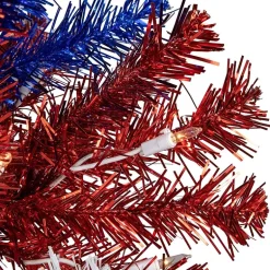 Northlight 6ft Pre-Lit Tinsel - Clear Lights 6 Foot Pre-Lit Christmas Tree