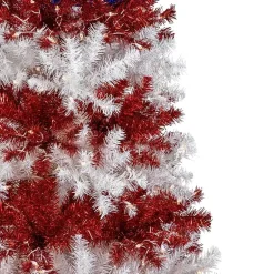 Northlight 6ft Pre-Lit Tinsel - Clear Lights 6 Foot Pre-Lit Christmas Tree