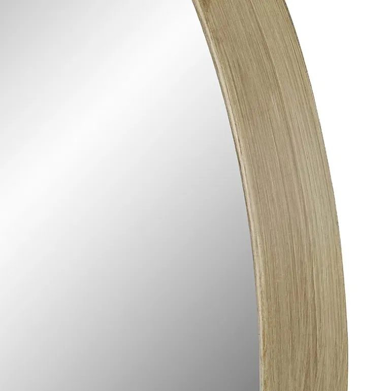 Northlight 13" Gold With Woodgrain Finish Round Wall Mirror