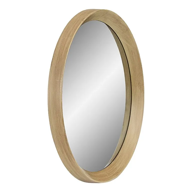 Northlight 13" Gold With Woodgrain Finish Round Wall Mirror