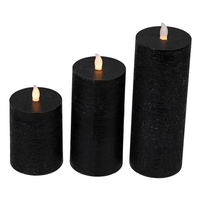 Northlight 8in Black Flickering Led 3-pc. Flameless Candle