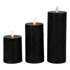 Northlight 8in Black Flickering Led 3-pc. Flameless Candle