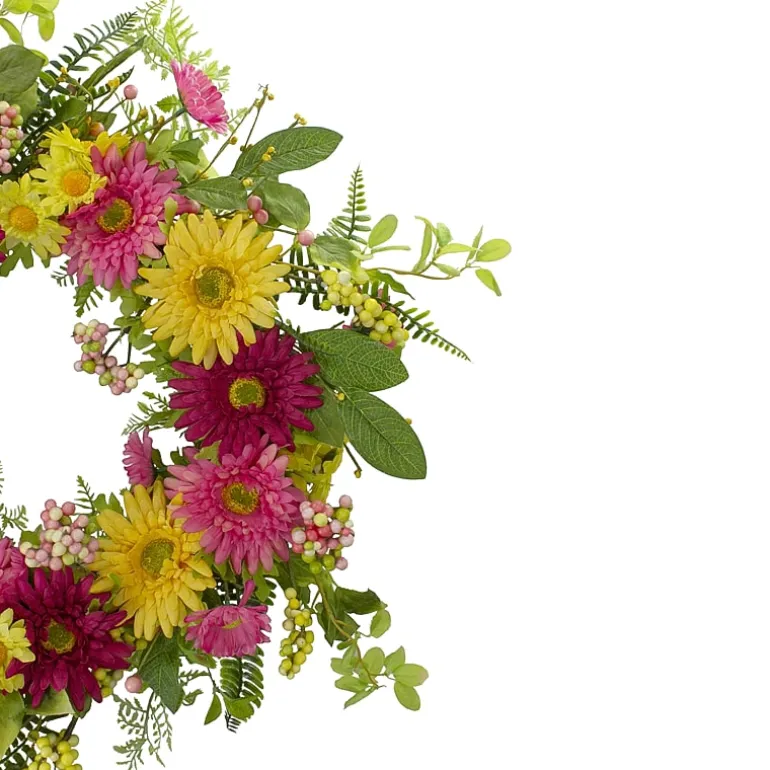 Northlight 23in Chrysanthemum And Daisy Floral Wreath