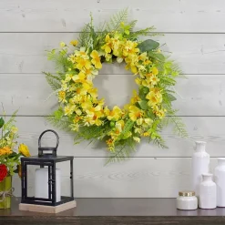 Northlight 23in Daisy Berry Yellow Green Wreath
