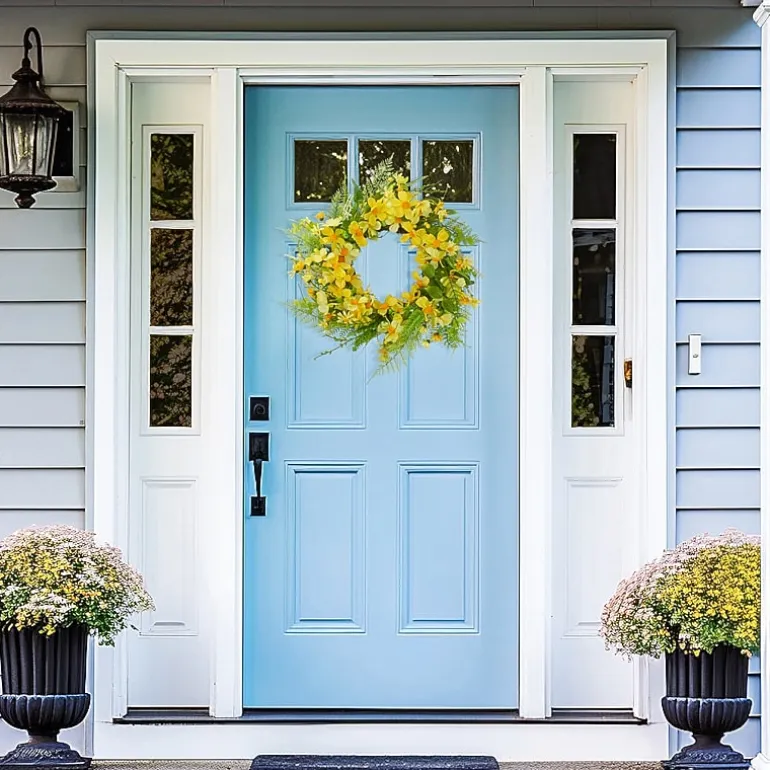 Northlight 23in Daisy Berry Yellow Green Wreath