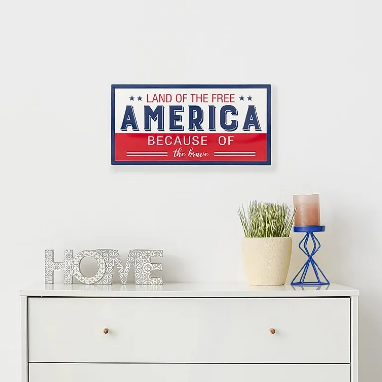 Northlight 20in Land Of The Free Because Of The Brave Wall Sign