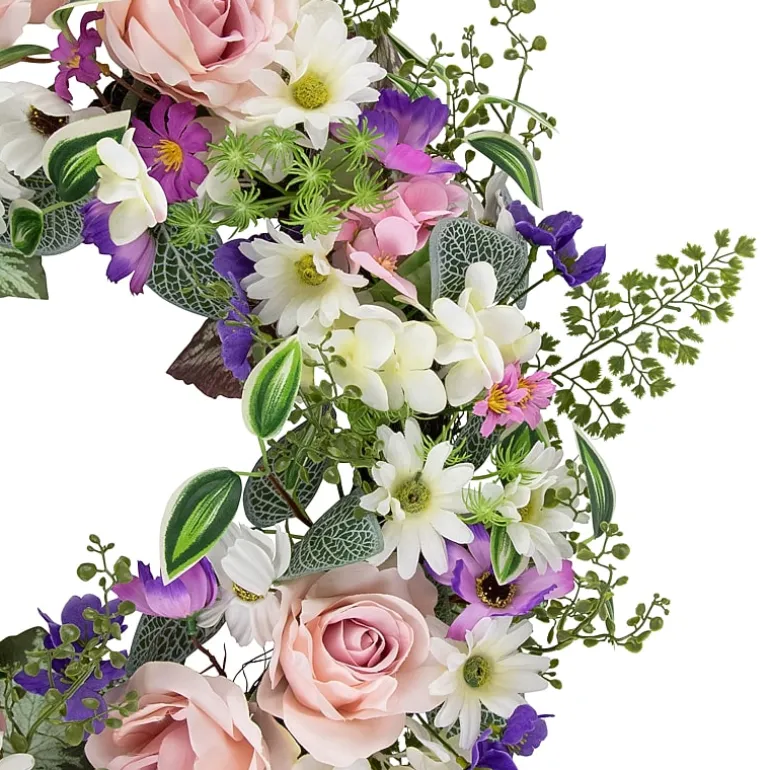 Northlight 24in Mixed Floral Fern Wreath