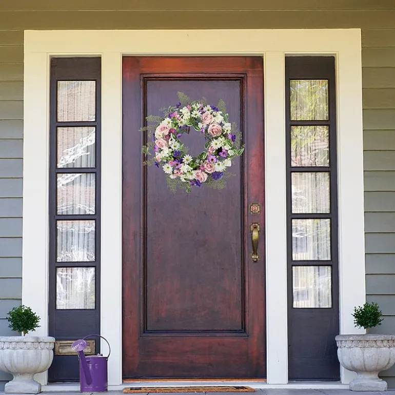 Northlight 24in Mixed Floral Fern Wreath