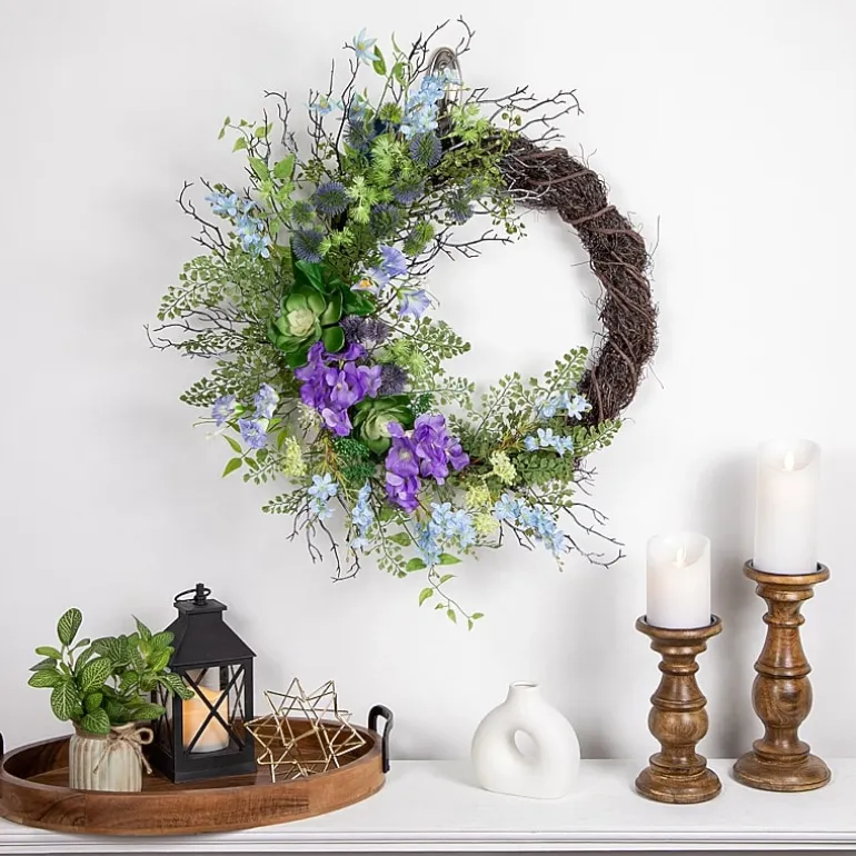 Northlight 24in Mixed Wild Flowers And Twig Wreath