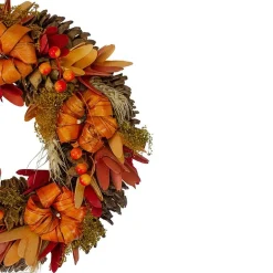 Northlight 13in Orange Pumpkins And Berries Autumn Harvest Wreath