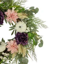 Northlight 24in Peony And Pumpkin Artificial Fall Wreath