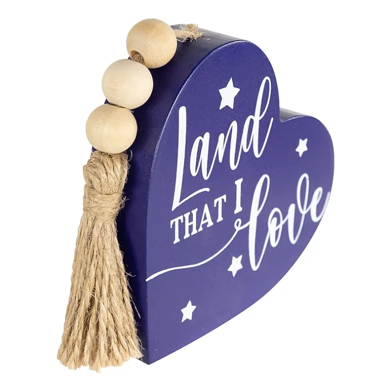 Northlight 3.75in Set Of 3 Hearts With Beaded Tassels Wooden 3-pc. Tabletop Decor