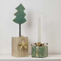 Northlight 5" Metal Gift Box Taper Candle Holder