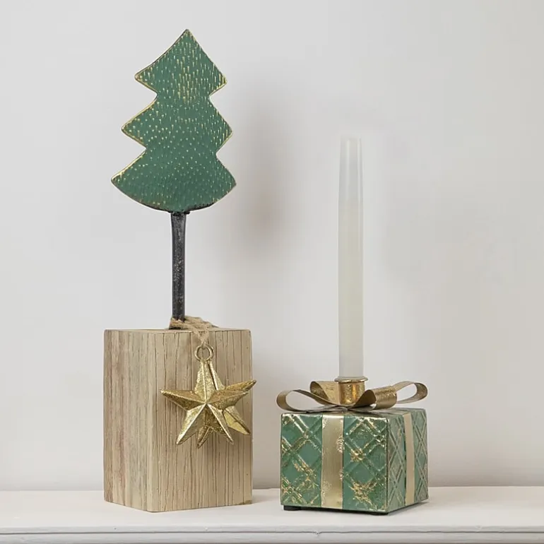 Northlight 5" Metal Gift Box Taper Candle Holder