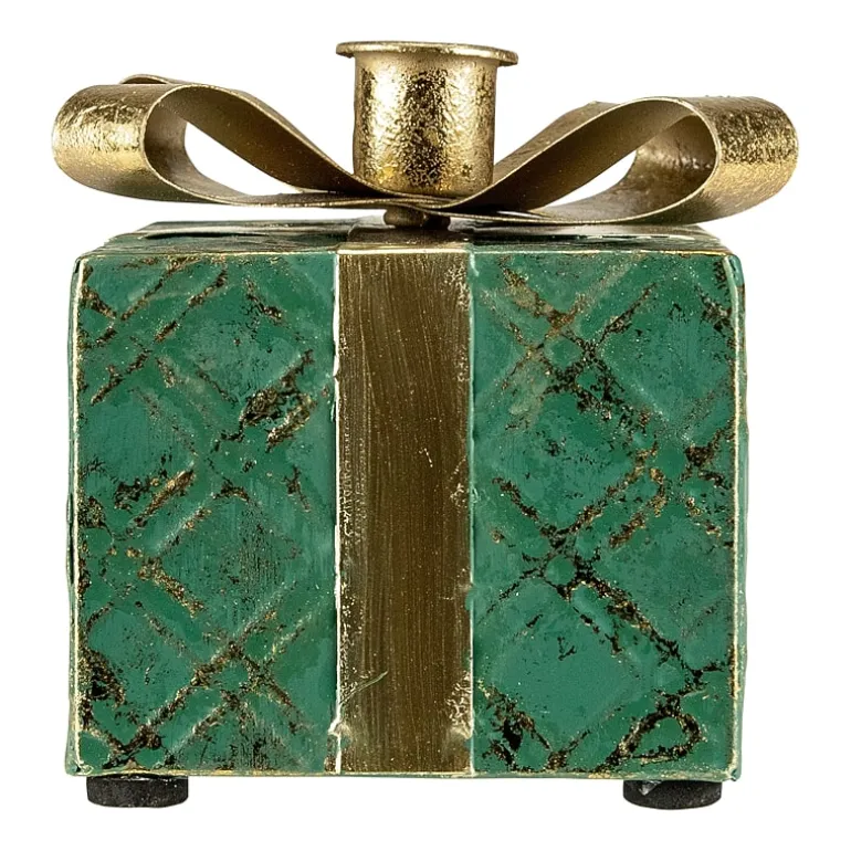 Northlight 5" Metal Gift Box Taper Candle Holder
