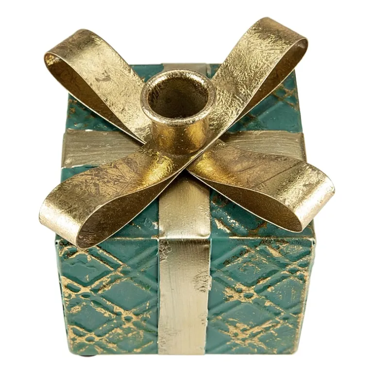 Northlight 5" Metal Gift Box Taper Candle Holder