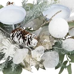 Northlight 24" Mixed Winter Foliage And Berries Pillar Candle Holder
