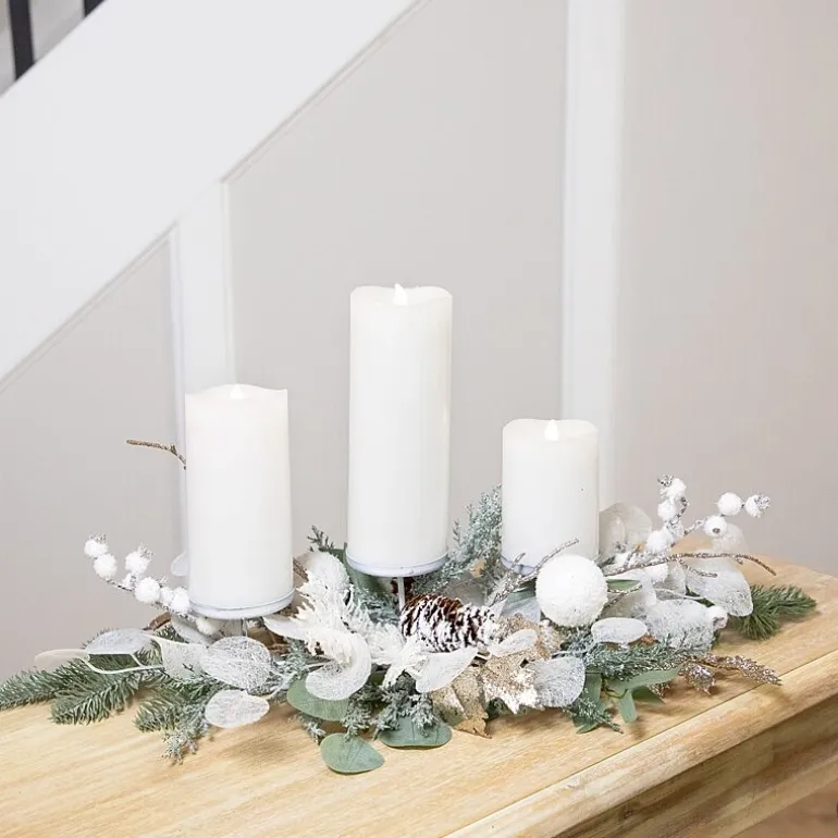 Northlight 24" Mixed Winter Foliage And Berries Pillar Candle Holder