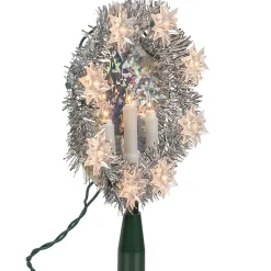 Northlight Silver Candles With Clear Lights Pre-Lit Wreath