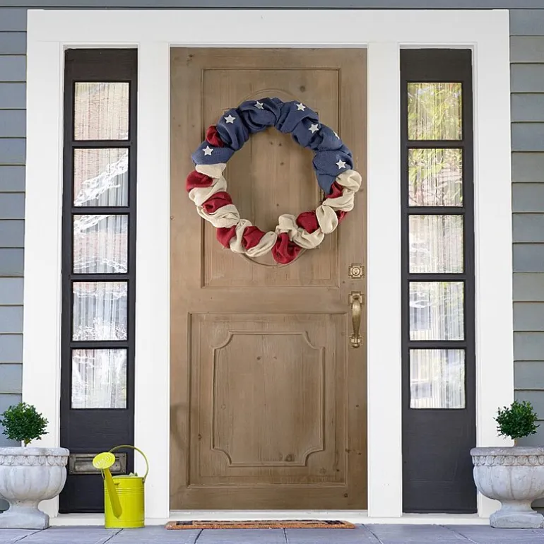 Northlight 20" Stars And Stripes Small Burlap - Unlit Wreath