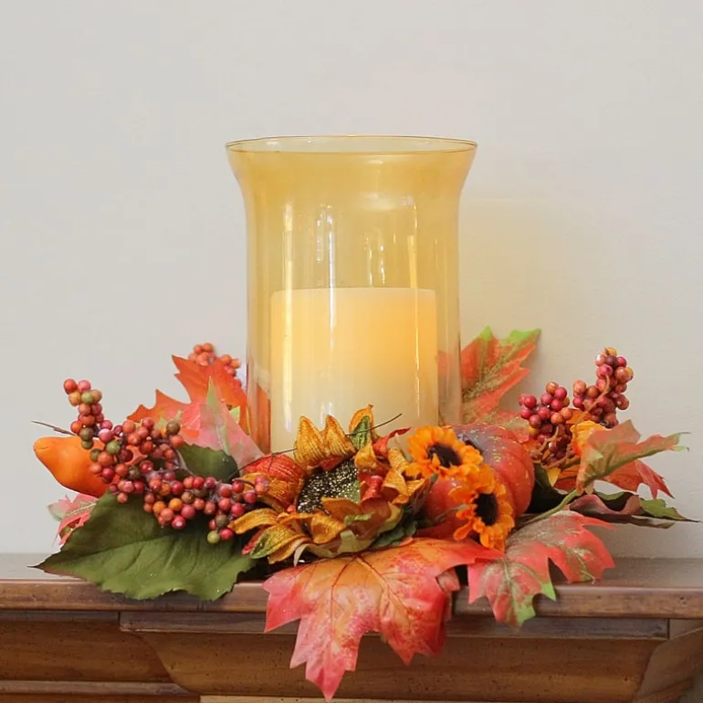 Northlight Sunflower With Pumpkin Pillar Candle Holder