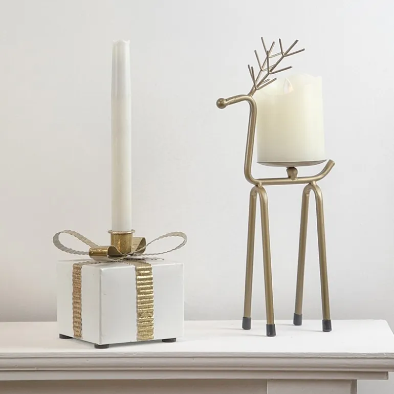 Northlight 5" White Metal Gift Box Candle Holder