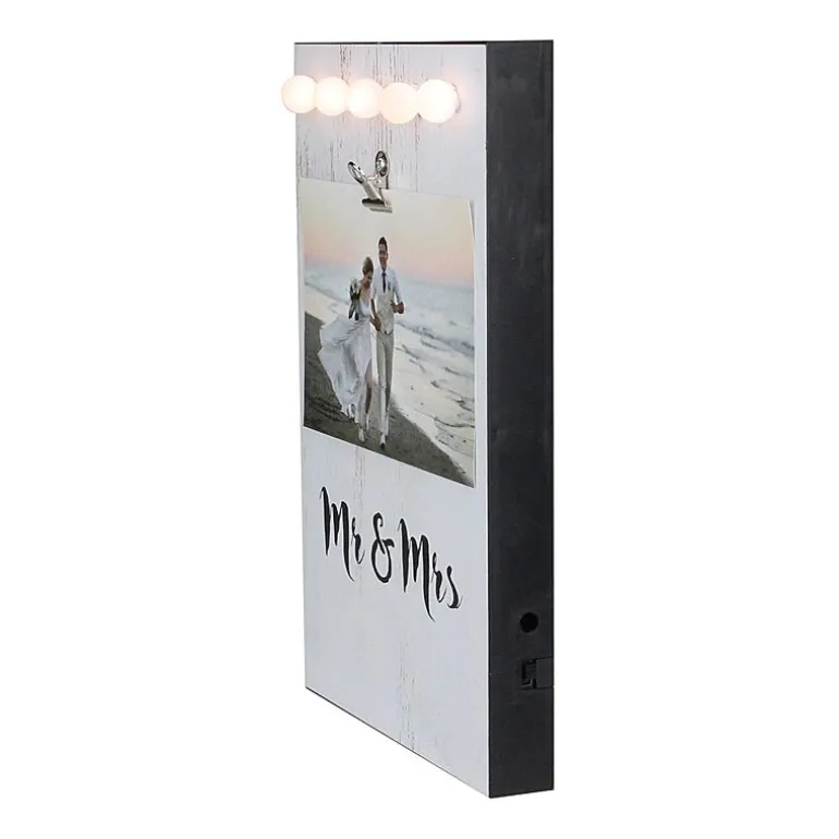 Northlight 4" X 6" Led Mr & Mrs Frame With Photo Clip