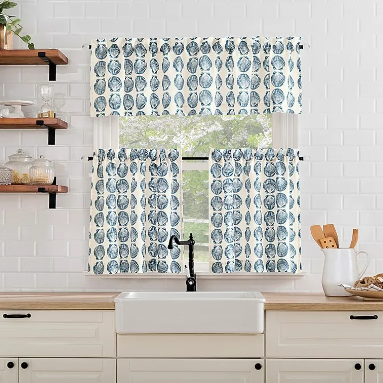 No 918 Sandbar Tonal Seashell Print 2-pc. Rod Pocket Window Tier