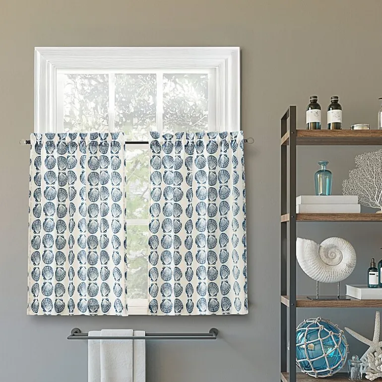 No 918 Sandbar Tonal Seashell Print 2-pc. Rod Pocket Window Tier
