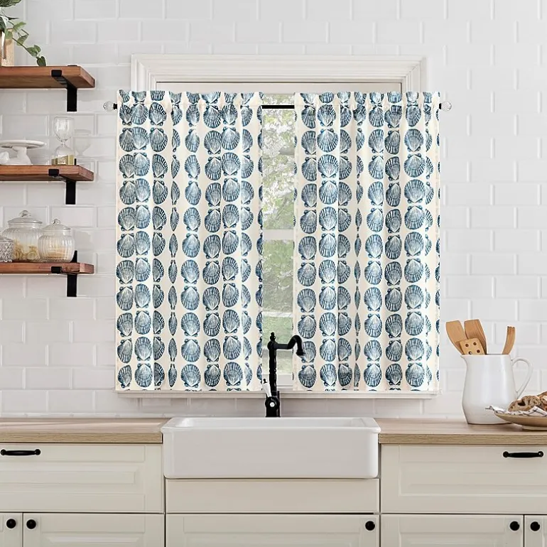 No 918 Sandbar Tonal Seashell Print 2-pc. Rod Pocket Window Tier
