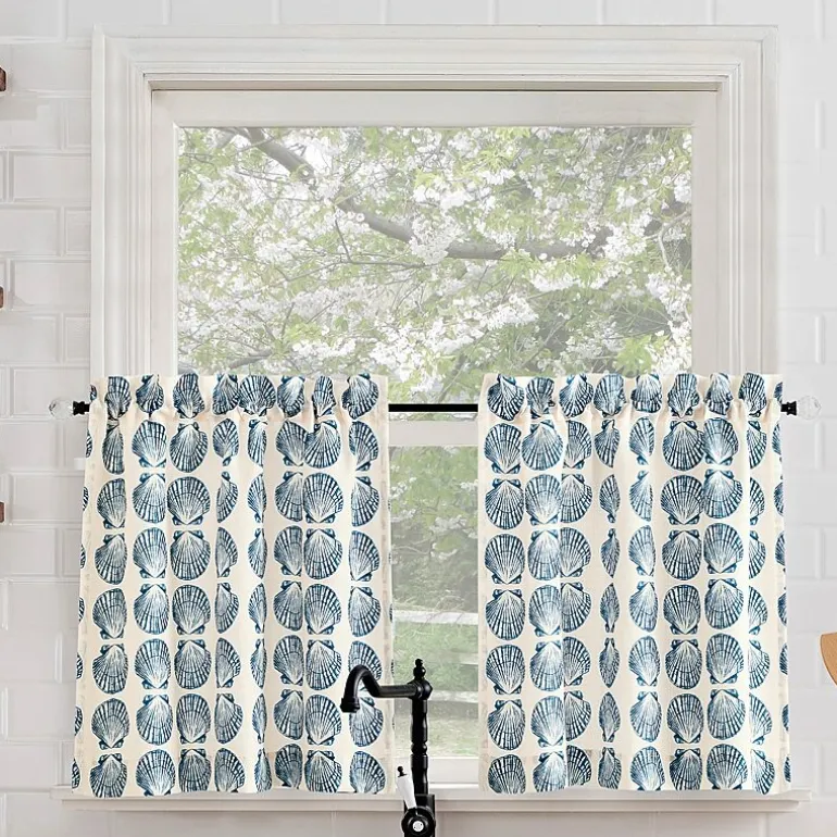 No 918 Sandbar Tonal Seashell Print 2-pc. Rod Pocket Window Tier