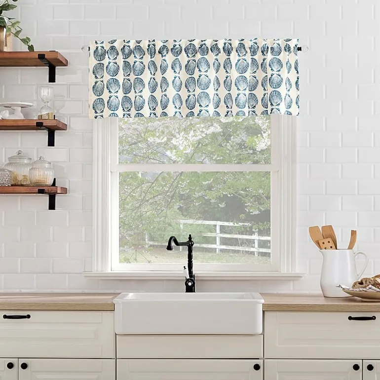 No 918 Sandbar Tonal Seashell Print 2-pc. Rod Pocket Window Tier