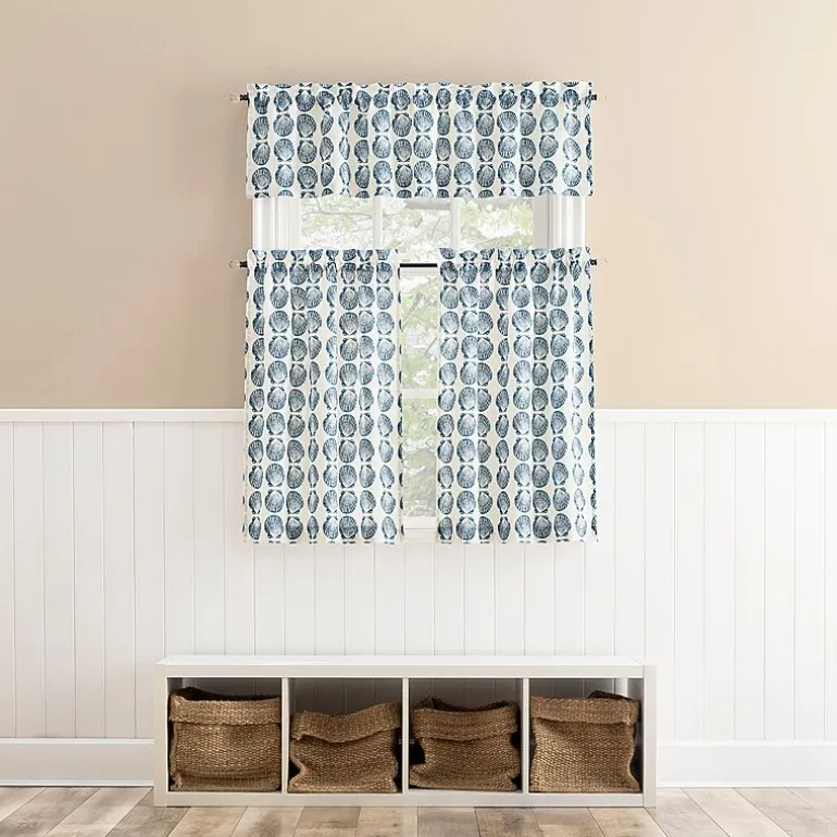 No 918 Sandbar Tonal Seashell Print 2-pc. Rod Pocket Window Tier
