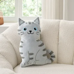 Novelty Gray Cat Throw Pillow