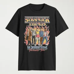 Novelty Mens Crew Neck Short Sleeve Regular Fit Stranger Things Graphic T-Shirt